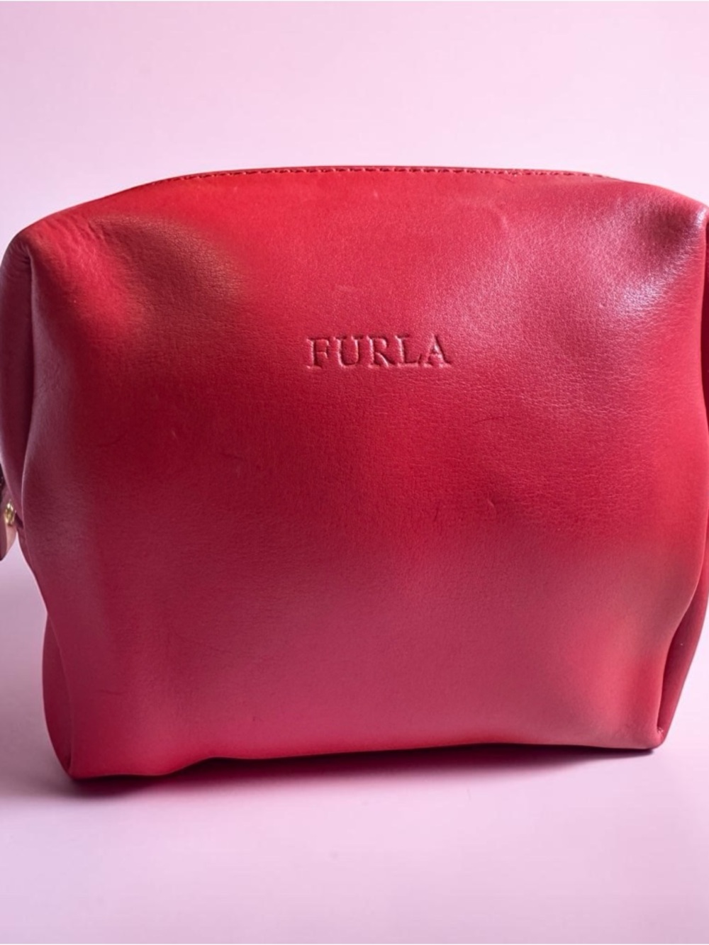 Furla Red Leather Cosmetic Pouch
